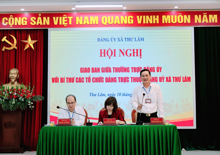 ĐẢNG ỦY XÃ THƯ LÂM TỔ CHỨC HỘI NGHỊ GIAO BAN THƯỜNG TRỰC ĐẢNG ỦY VỚI BÍ THƯ CÁC TỔ CHỨC ĐẢNG TRỰC THUỘC ĐẢNG BỘ XÃ.- Ảnh 5.