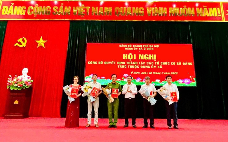 Xã Ô Diên công bố các quyết định thành lập tổ chức cơ sở Đảng- Ảnh 1.