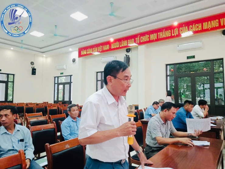 UBND xã Thiên Lộc tổ chức hội nghị triển khai Kế hoạch tổ chức các hoạt động kỷ niệm 78 năm ngày Thương binh - Liệt sỹ; Kế hoạch triển khai thực hiện chế độ trợ cấp hưu trí xã hội trên địa bàn xã.- Ảnh 4.