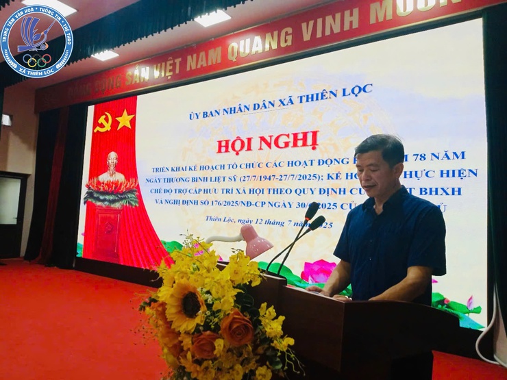 UBND xã Thiên Lộc tổ chức hội nghị triển khai Kế hoạch tổ chức các hoạt động kỷ niệm 78 năm ngày Thương binh - Liệt sỹ; Kế hoạch triển khai thực hiện chế độ trợ cấp hưu trí xã hội trên địa bàn xã.- Ảnh 5.