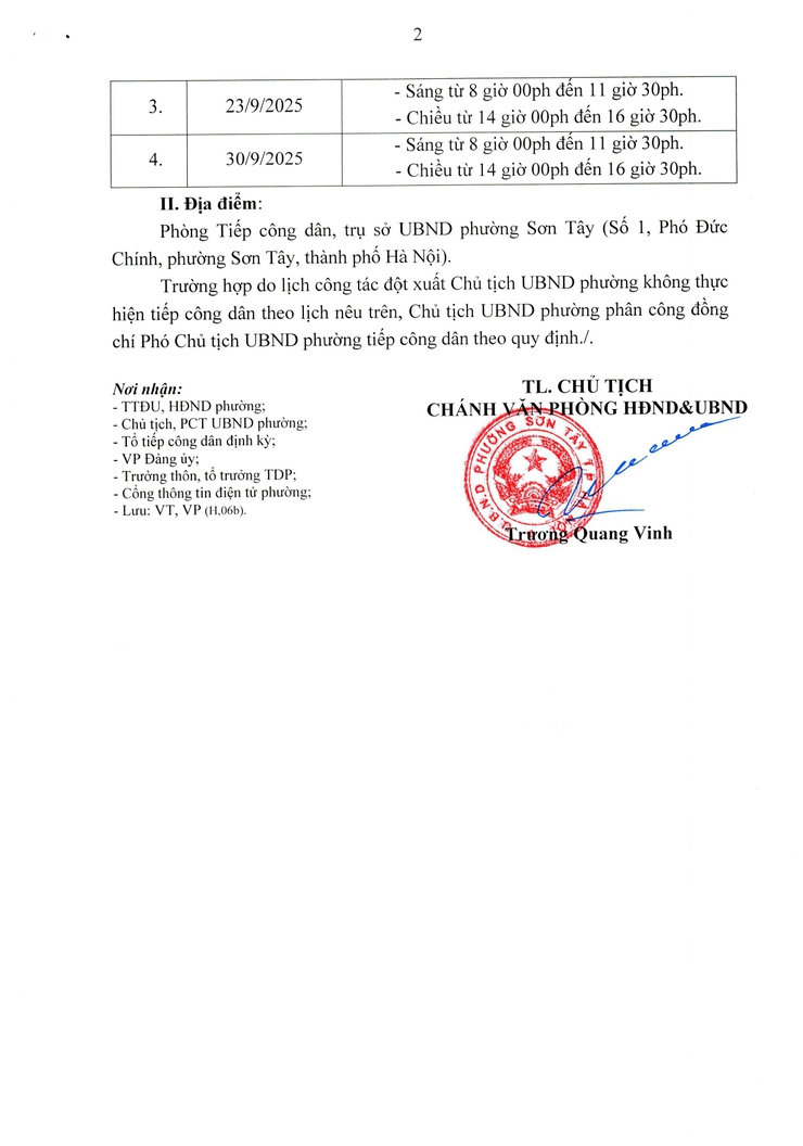 
  Thông báo Thời gian, địa điểm tiếp công dân định kỳ Quý III năm 2025 của UBND phường Sơn Tây
- Ảnh 2.
