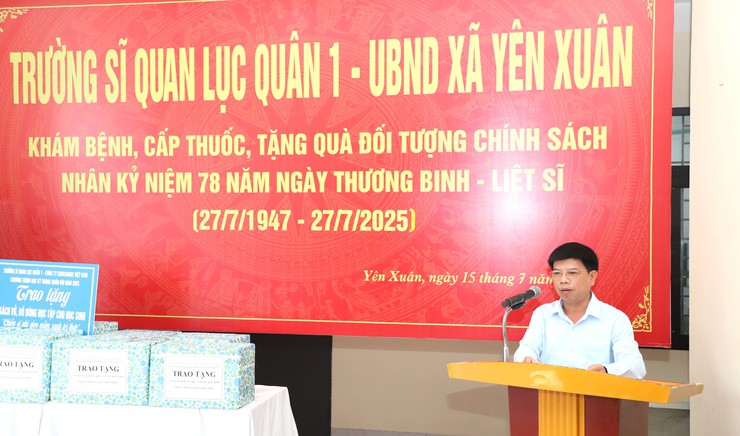  Trường Sĩ quan Lục quân 1 tổ chức khám bệnh, cấp thuốc, tặng quà cho đối tượng chính sách tại xã Yên Xuân ⭐️- Ảnh 6.