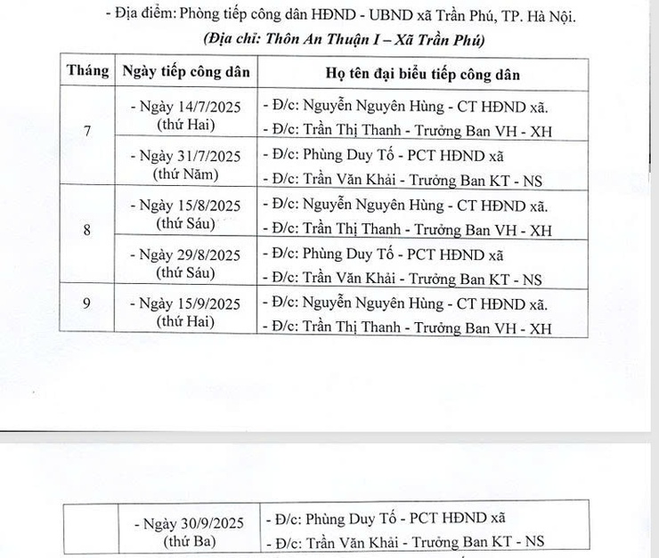 Lịch tiếp công dân Quý III năm 2025 của Thường trực Hội đồng nhân dân xã- Ảnh 2.