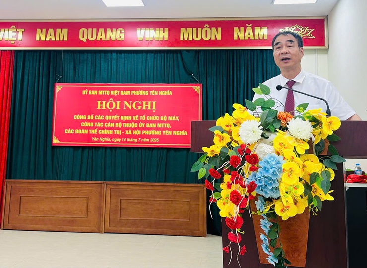 Phường Yên Nghĩa công bố Quyết định về Tổ chức bộ máy công tác cán bộ thuộc Uỷ ban MTTQ, chức danh Đoàn thể chính trị - xã hội phường- Ảnh 4.