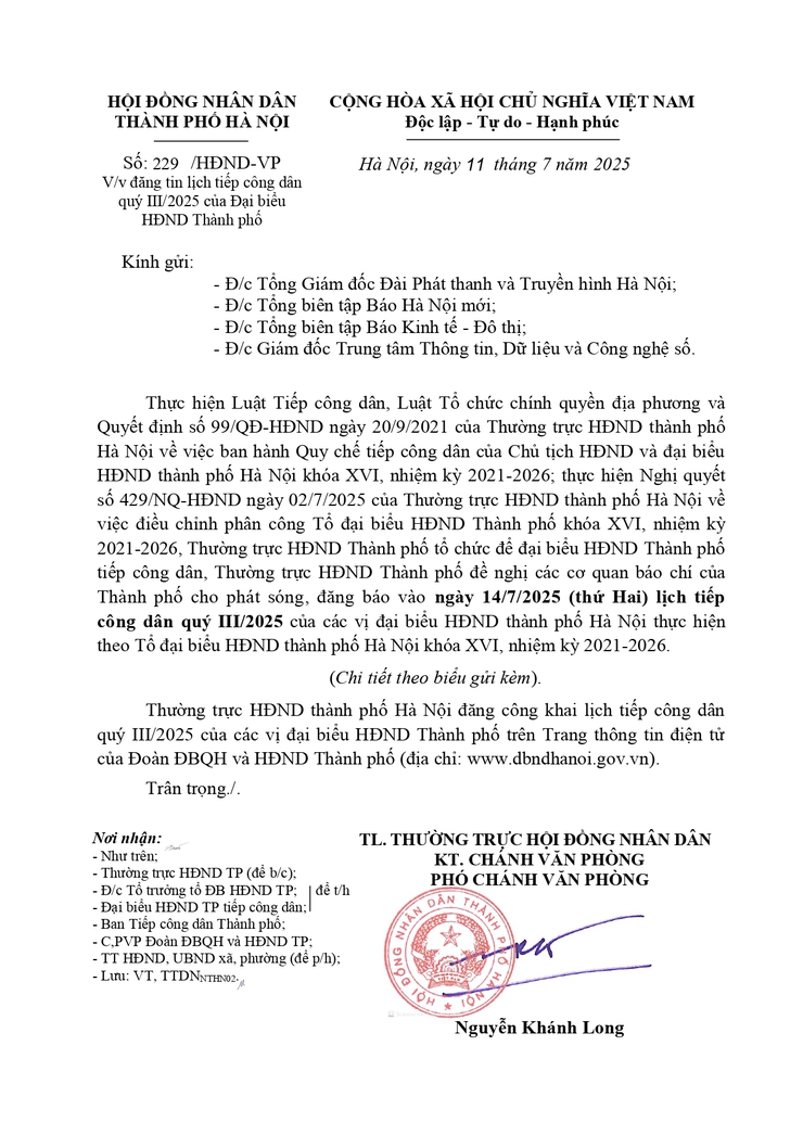 THÔNG BÁO LỊCH TIẾP CÔNG DÂN QUÝ III NĂM 2025 CỦA ĐẠI BIỂU HĐND THÀNH PHỐ- Ảnh 1.