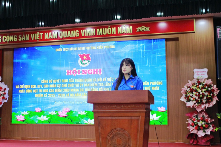 Đoàn Thanh niên phường Xuân Phương tổ chức hội nghị công bố quyết định của Thành đoàn Hà Nội về thành lập và chỉ định nhân sự; phát động thi đua cao điểm chào mừng Đại hội Đảng bộ phường Xuân Phương lần thứ nhất, nhiệm kỳ 2025-2030- Ảnh 4.