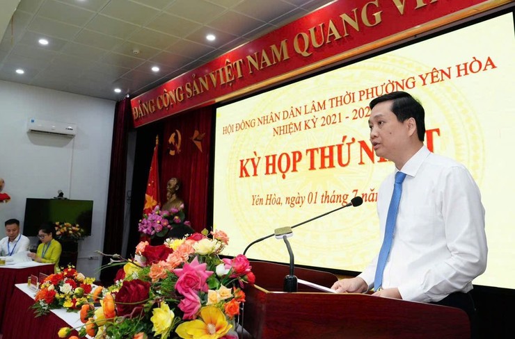 Khai mạc Kỳ họp thứ Nhất - Hội đồng nhân dân lâm thời phường Yên Hoà, nhiệm kỳ 2021-2026- Ảnh 1.