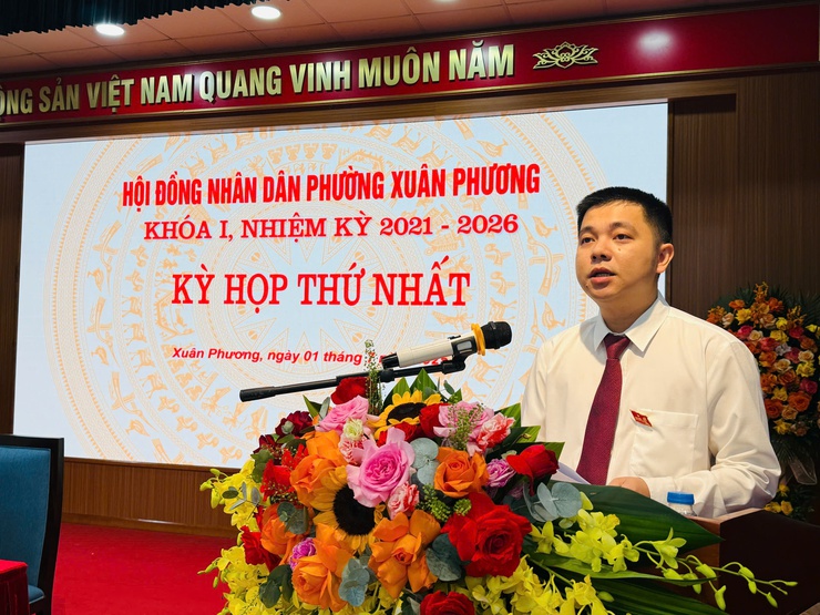 HĐND phường Xuân Phương khai mạc kỳ họp thứ Nhất khóa I, nhiệm kỳ 2021-2026.- Ảnh 4.