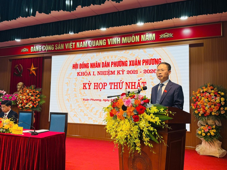 HĐND phường Xuân Phương khai mạc kỳ họp thứ Nhất khóa I, nhiệm kỳ 2021-2026.- Ảnh 3.