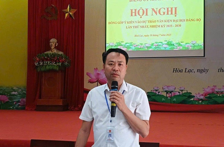 Đảng ủy xã Hòa Lạc tổ chức hội nghị góp ý dự thảo Văn kiện Đại hội Đảng bộ lần thứ Nhất, nhiệm kỳ 2025–2030- Ảnh 4.