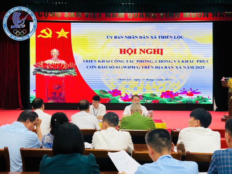 Xã Thiên Lộc tổ chức hội nghị triển khai công tác phòng, chống và khắc phục ảnh hưởng của cơn bão số 03 - Wipha- Ảnh 1.