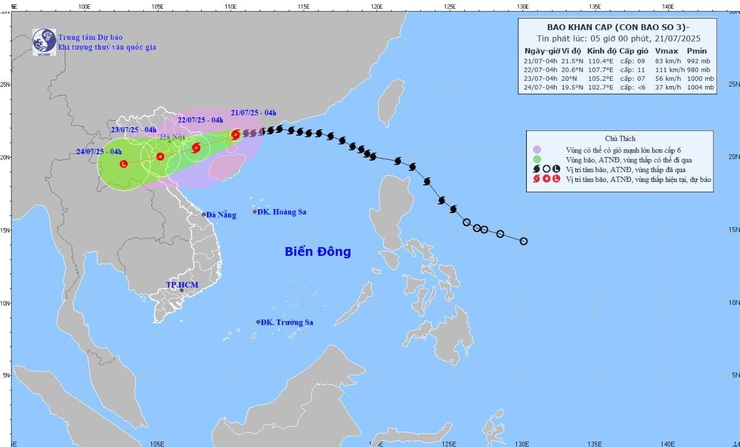 Tin bão khẩn cập nhập 11h00 ngày 21/7/2025- Ảnh 1.