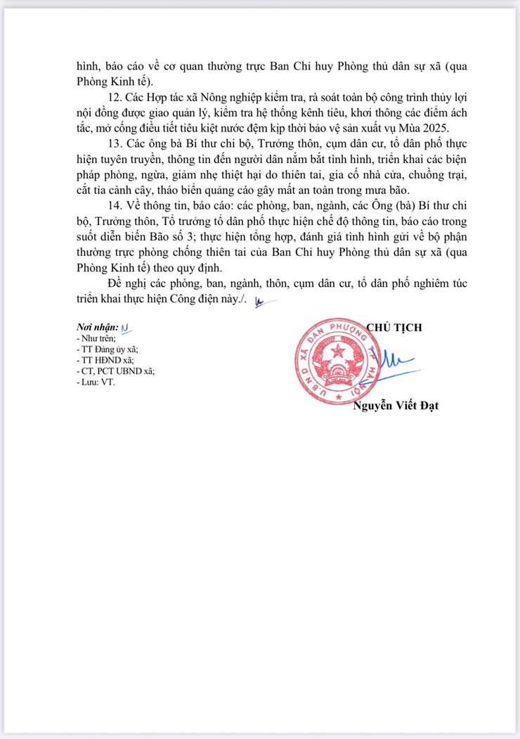 Công điện về việc chủ động, tập trung ứng phó Bão số 3 năm 2025 trên địa bàn xã- Ảnh 3.