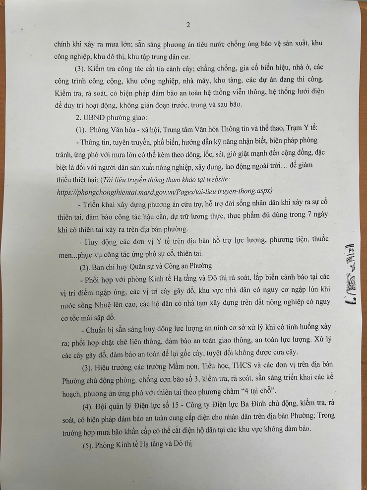 Phường Phú Diễn chủ động ứng phó bão số 3 và nguy cơ mưa lớn, lũ, ngập lụt, sạt lở trên địa bàn phường- Ảnh 2.