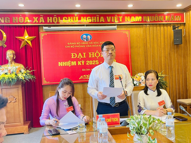 ĐẠI HỘI LẦN THỨ NHẤT CHI BỘ PHÒNG VH-XH XÃ SÓC SƠN THÀNH CÔNG TỐT ĐẸP!- Ảnh 1.