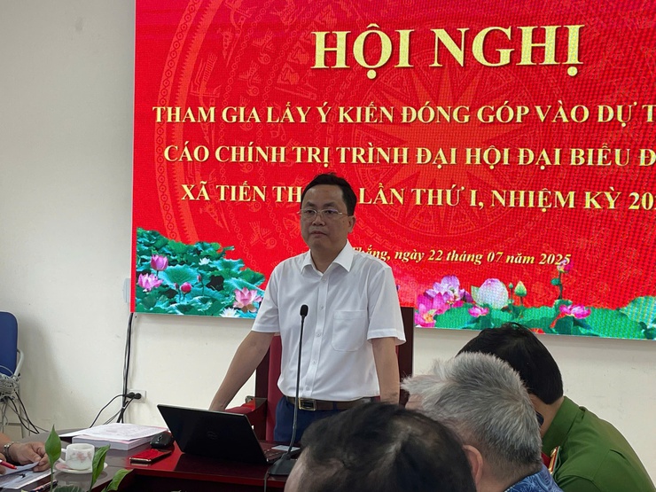 Đảng ủy xã Tiến Thắng tổ chức Hội nghị góp ý Dự thảo Báo cáo chính trị trình Đại hội Đảng bộ xã lần thứ I, nhiệm kỳ 2025–2030- Ảnh 2.