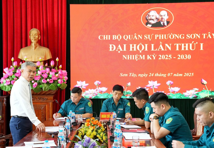 ĐẠI HỘI CHI BỘ QUÂN SỰ PHƯỜNG SƠN TÂY LẦN THỨ I NHIỆM KỲ 2025–2030- Ảnh 3.