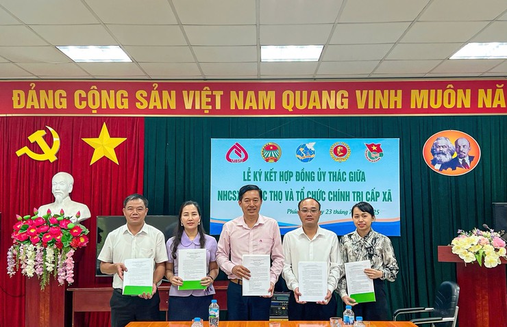 Phòng giao dịch Ngân hàng Chính sách xã hội Phúc Thọ tổ chức ký kết Hợp đồng ủy thác với các Hội đoàn thể nhận ủy thác các xã Phúc Thọ, Hát Môn, Phúc Lộc- Ảnh 4.