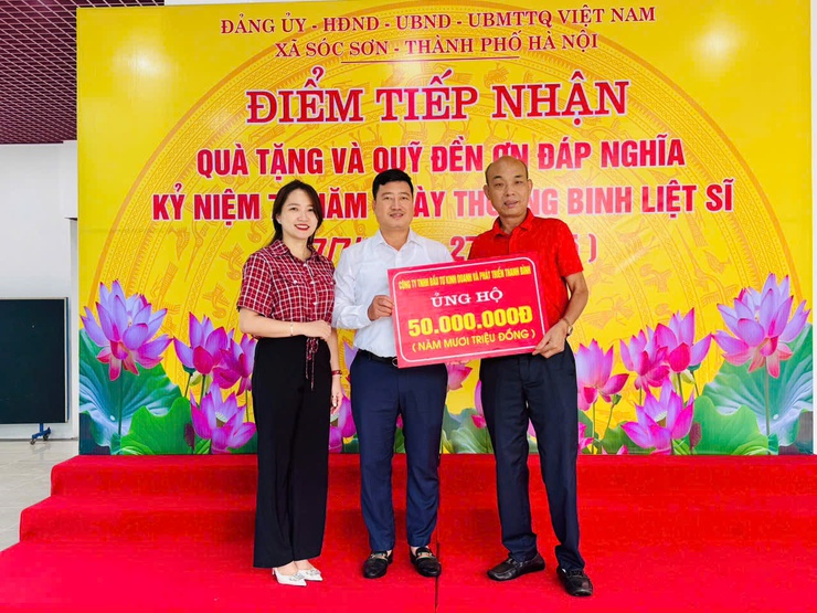 CÔNG TY TNHH ĐẦU TƯ KINH DOANH VÀ PHÁT TRIỂN THANH BÌNH ỦNG HỘ QUỸ ĐỀN ƠN ĐÁP NGHĨA 50 TRIỆU ĐỒNG  - Ảnh 1.