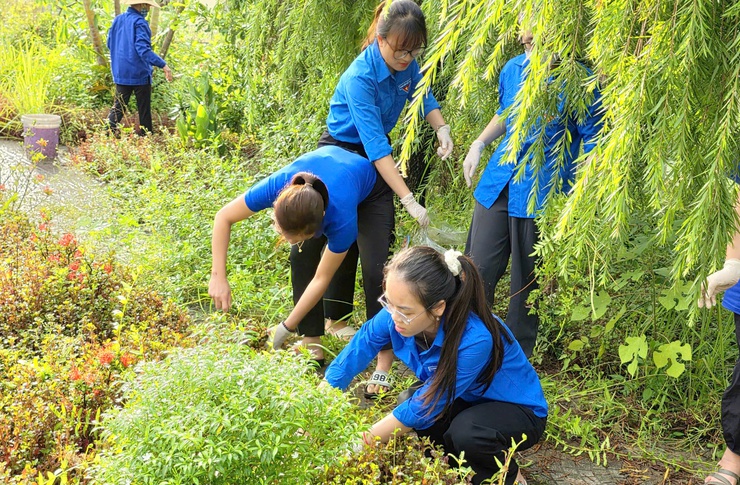UBMTTQ Việt Nam xã Quốc Oai ra quân vệ sinh môi trường, chỉnh trang khu vực Nghĩa trang liệt sĩ nhân dịp kỷ niệm 78 năm Ngày Thương binh - Liệt sĩ- Ảnh 7.