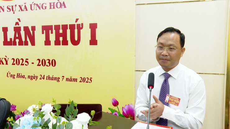 Chi bộ Quân sự xã Ứng Hoà tổ chức Đại hội Chi bộ lần thứ nhất, nhiệm kỳ 2025–2030.- Ảnh 2.