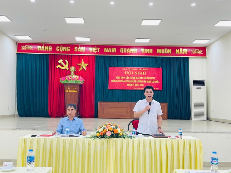 ĐẢNG ỦY PHƯỜNG YÊN NGHĨA TỔ CHỨC HỘI NGHỊ LẤY Ý KIẾN ĐÓNG GÓP VÀO DỰ THẢO BÁO CÁO CHÍNH TRỊ TRÌNH ĐẠI HỘI ĐẠI BIỂU ĐẢNG BỘ PHƯỜNG LẦN THỨ NHẤT - Ảnh 4.