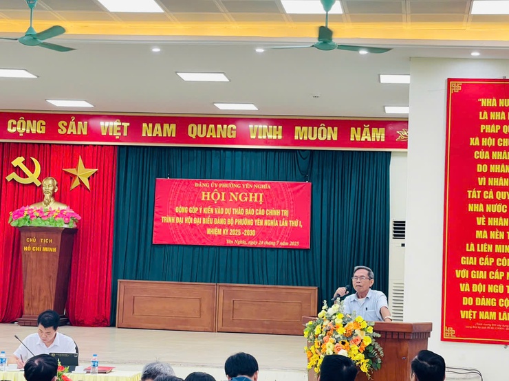 ĐẢNG ỦY PHƯỜNG YÊN NGHĨA TỔ CHỨC HỘI NGHỊ LẤY Ý KIẾN ĐÓNG GÓP VÀO DỰ THẢO BÁO CÁO CHÍNH TRỊ TRÌNH ĐẠI HỘI ĐẠI BIỂU ĐẢNG BỘ PHƯỜNG LẦN THỨ NHẤT - Ảnh 2.