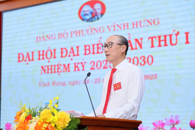 PHIÊN THỨ NHẤT ĐẠI HỘI ĐẠI BIỂU ĐẢNG BỘ PHƯỜNG VĨNH HƯNG LẦN THỨ I, NHIỆM KỲ 2025-2030- Ảnh 8.