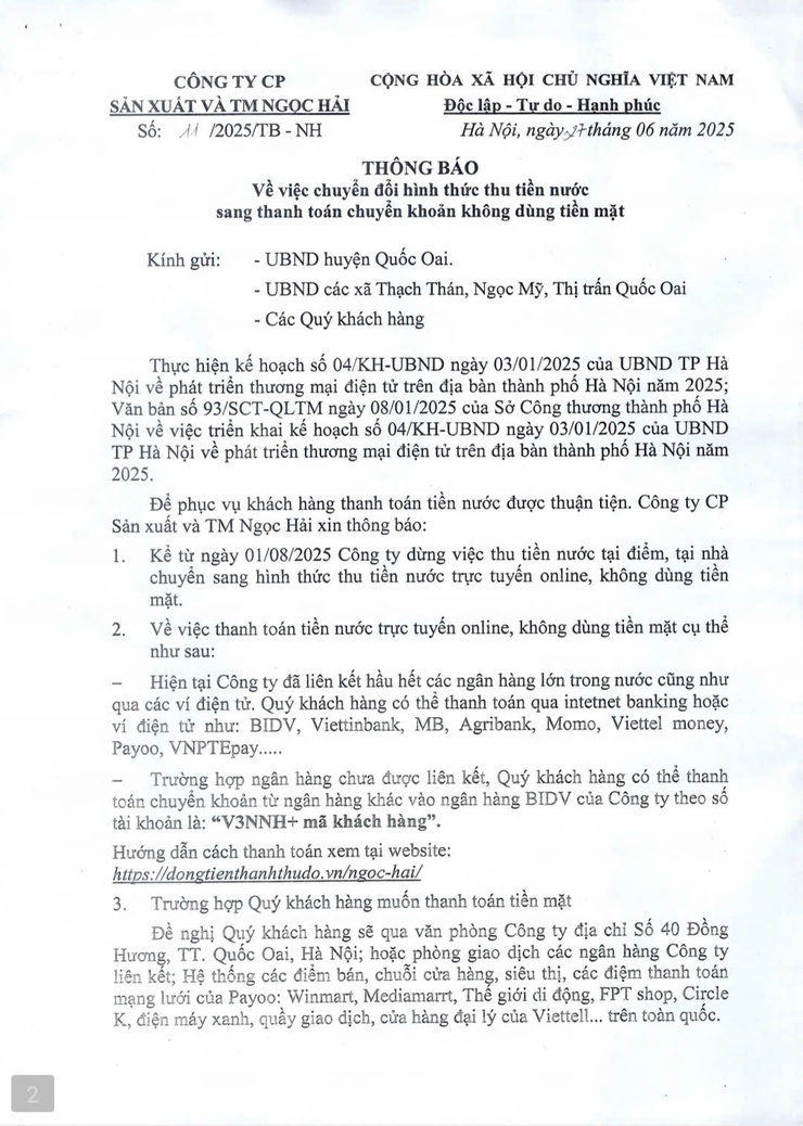 Tạm ngừng cung cấp nước sạch đối với khách hàng không có nhu cầu sử dụng trong vòng 2 tháng gần nhất- Ảnh 2.