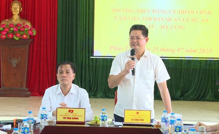 Các đồng chí lãnh đạo xã Phúc Lộc làm việc với Ban Quản lý dự án đầu tư – Hạ tầng- Ảnh 1.