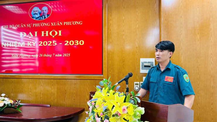 Đại hội Chi bộ Quân sự phường Xuân Phương Lần thứ I, nhiệm kỳ 2025 – 2030: Dấu mốc quan trọng trong công tác xây dựng lực lượng vũ trang địa phương.- Ảnh 1.
