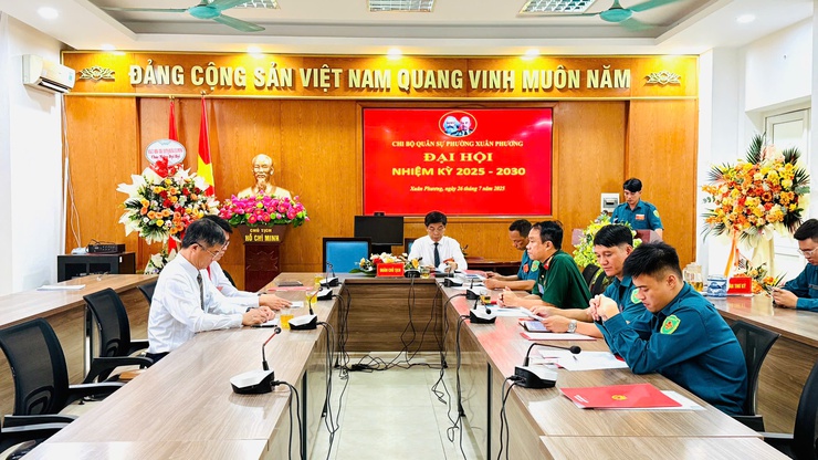 Đại hội Chi bộ Quân sự phường Xuân Phương Lần thứ I, nhiệm kỳ 2025 – 2030: Dấu mốc quan trọng trong công tác xây dựng lực lượng vũ trang địa phương.- Ảnh 2.