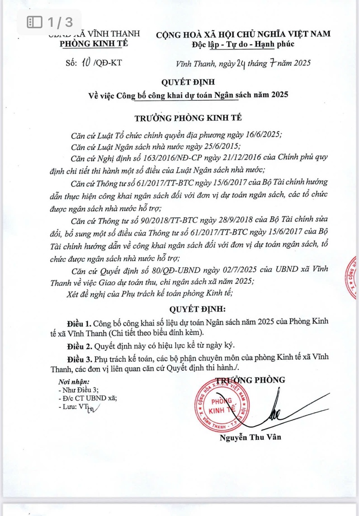 PHÒNG KINH TẾ - UBND XÃ VĨNH THANH
- Ảnh 1.