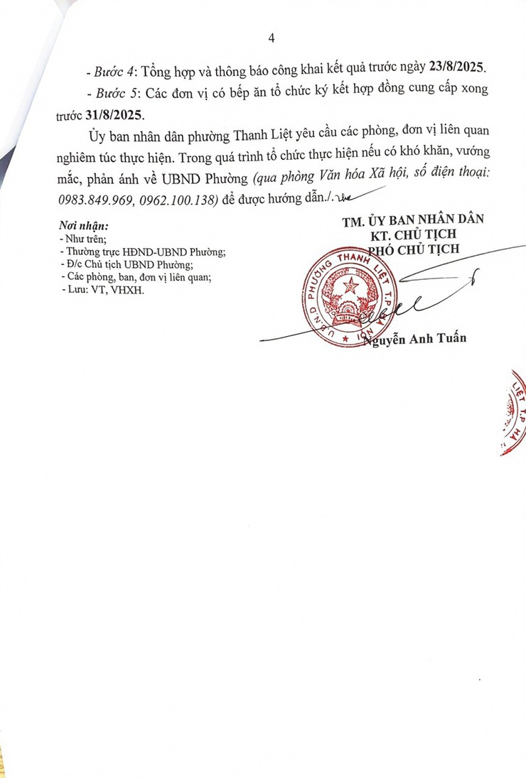 UBND phường Thanh Liệt đánh giá, lựa chọn đơn vị cung cấp thực phẩm cho các bếp ăn tập thể trường học công lập năm học 2025-2026 trên địa bàn phường Thanh Liệt
- Ảnh 4.