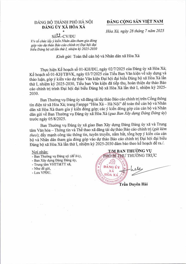 Giới thiệu Dự thảo Báo cáo chính trị trình Đại Hội Đảng bộ xã Hoà Xá lần thứ I, nhiệm kỳ 2025 - 2030- Ảnh 1.