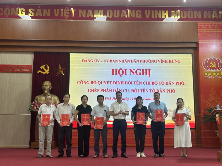 PHƯỜNG VĨNH HƯNG CÔNG BỐ QUYẾT ĐỊNH ĐỔI TÊN CHI BỘ TỔ DÂN PHỐ; GHÉP PHẦN DÂN CƯ, ĐỔI TÊN TỔ DÂN PHỐ- Ảnh 4.