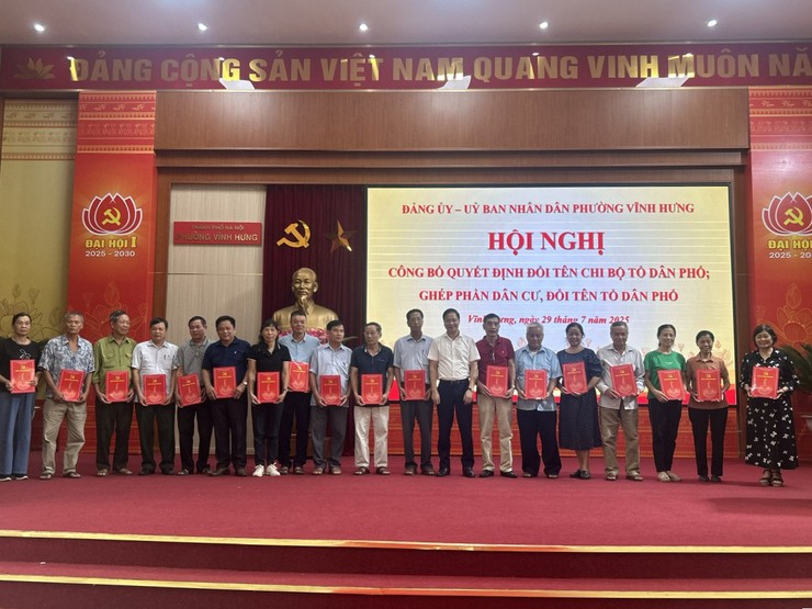 PHƯỜNG VĨNH HƯNG CÔNG BỐ QUYẾT ĐỊNH ĐỔI TÊN CHI BỘ TỔ DÂN PHỐ; GHÉP PHẦN DÂN CƯ, ĐỔI TÊN TỔ DÂN PHỐ- Ảnh 5.