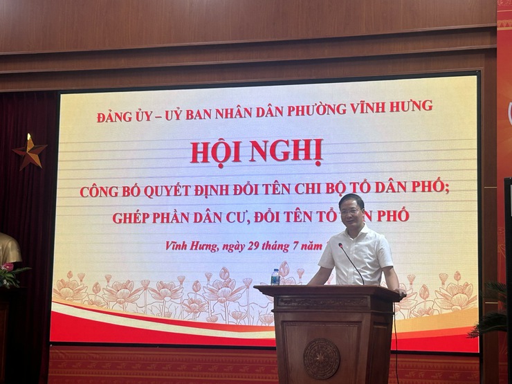 PHƯỜNG VĨNH HƯNG CÔNG BỐ QUYẾT ĐỊNH ĐỔI TÊN CHI BỘ TỔ DÂN PHỐ; GHÉP PHẦN DÂN CƯ, ĐỔI TÊN TỔ DÂN PHỐ- Ảnh 8.