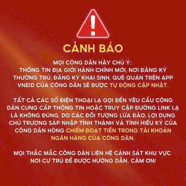 Công an phường Vĩnh Tuy cảnh báo tới Nhân dân trên địa bàn phường- Ảnh 1.
