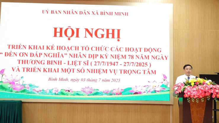 XÃ BÌNH MINH: TỔ CHỨC HỘI NGHỊ TRIỂN KHAI KẾ HOẠCH TỔ CHỨC CÁC HOẠT ĐỘNG ĐỀN ƠN ĐÁP NGHĨA NHÂN KỈ NIỆM 78 NĂM NGÀY THƯƠNG BINH LIỆT SỸ- Ảnh 3.