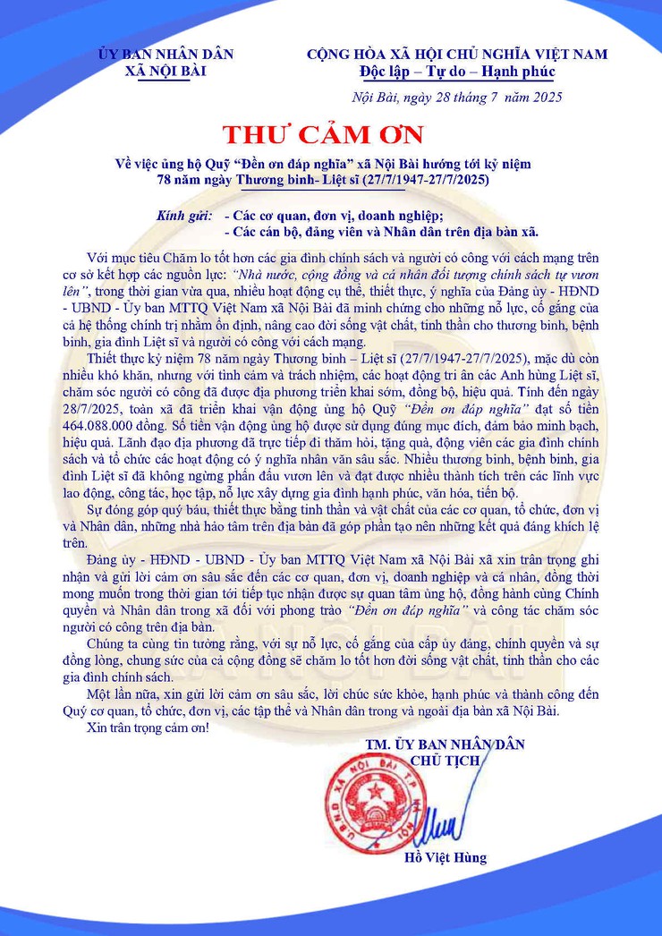 THƯ CẢM ƠN- Ảnh 1.