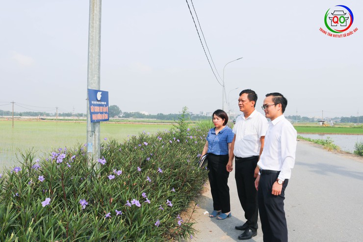 Đoàn kiểm tra số 3 xã Quốc Oai kiểm tra, chấm điểm cuộc thi “Giữ gìn thôn Sáng, Xanh, Sạch, Đẹp” tháng 7/2025- Ảnh 1.
