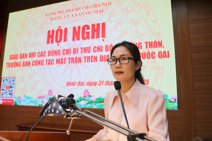 Quốc Oai tổ chức hội nghị giao ban Bí thư Chi bộ, Trưởng thôn, Trưởng ban công tác Mặt trận- Ảnh 7.