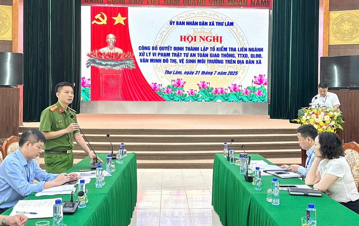 UBND xã Thư Lâm tổ chức Hội nghị công bố Quyết định thành lập Tổ kiểm tra liên ngành xử lý vi phạm trật tự an toàn giao thông, trật tự xây dựng, quản lý đất đai, văn minh đô thị, vệ sinh môi trường- Ảnh 3.