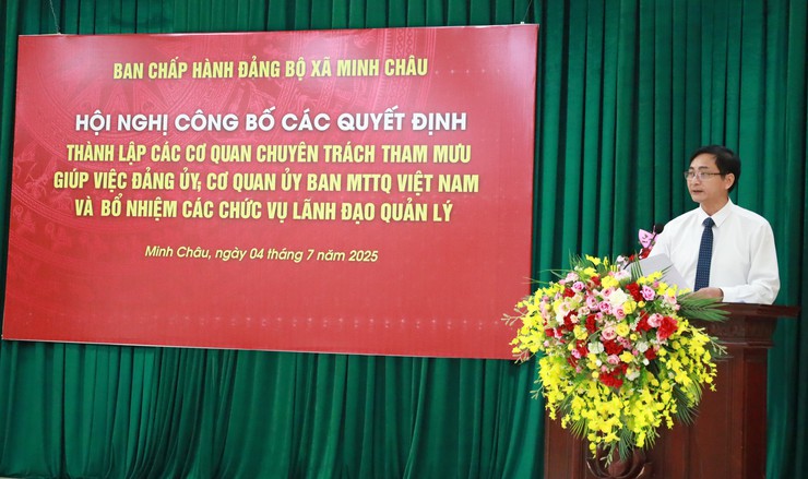 Ban chấp hành Đảng bộ xã Minh Châu: Công bố các Quyết định về thành lập các cơ quan, bổ nhiệm cán bộ- Ảnh 2.