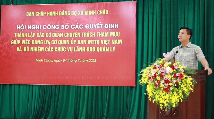 Ban chấp hành Đảng bộ xã Minh Châu: Công bố các Quyết định về thành lập các cơ quan, bổ nhiệm cán bộ- Ảnh 7.