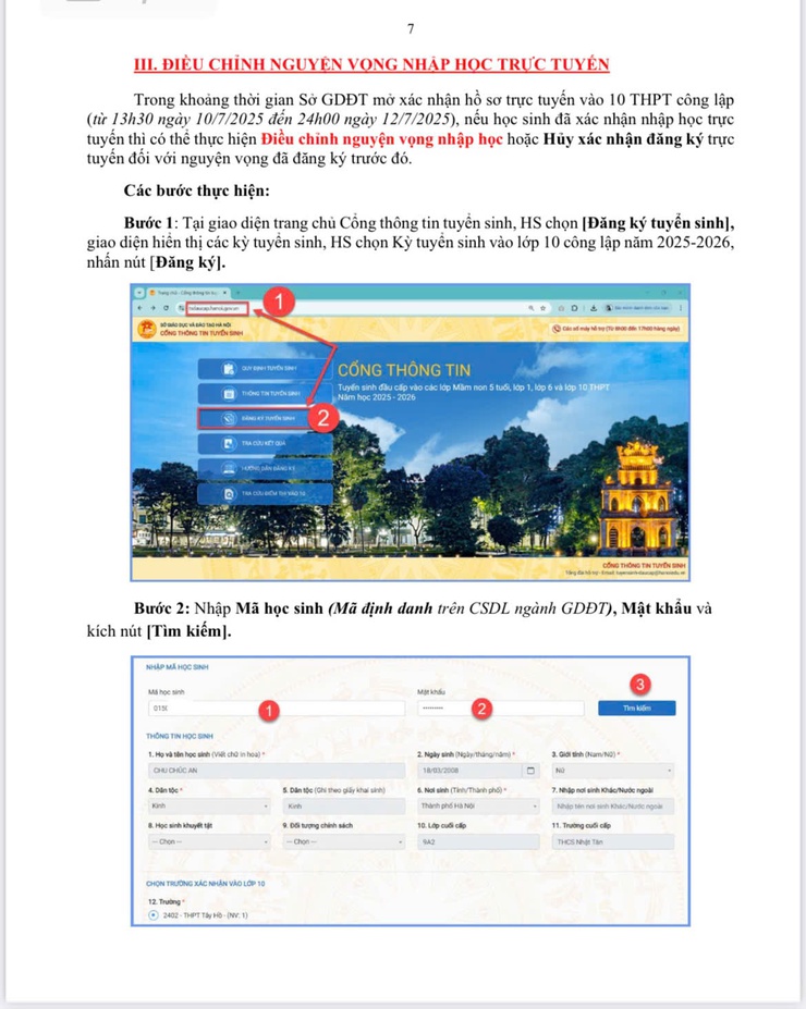 THÔNG TIN HỖ TRỢ HỌC SINH/CHA MẸ HỌC SINH ĐĂNG KÝ VÀ XÁC NHẬN NHẬP HỌC NĂM HỌC 2025 – 2026- Ảnh 7.