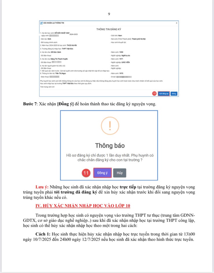 THÔNG TIN HỖ TRỢ HỌC SINH/CHA MẸ HỌC SINH ĐĂNG KÝ VÀ XÁC NHẬN NHẬP HỌC NĂM HỌC 2025 – 2026- Ảnh 9.
