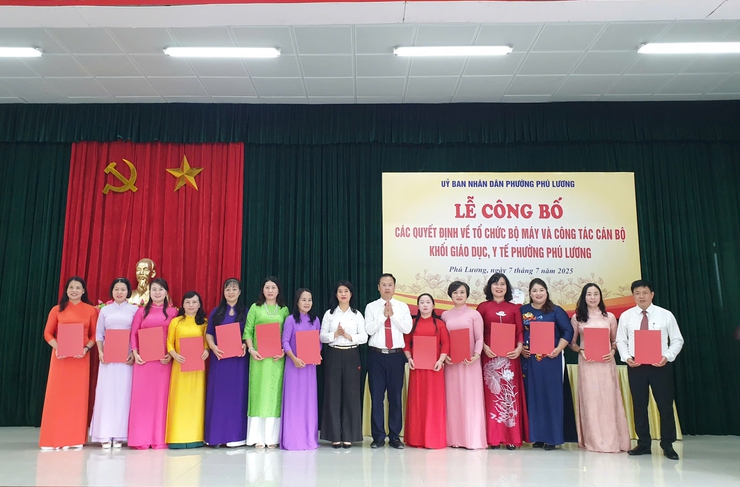 Công bố các Quyết định về tổ chức bộ máy và công tác cán bộ khối Giáo dục, Y tế phường Phú Lương- Ảnh 2.