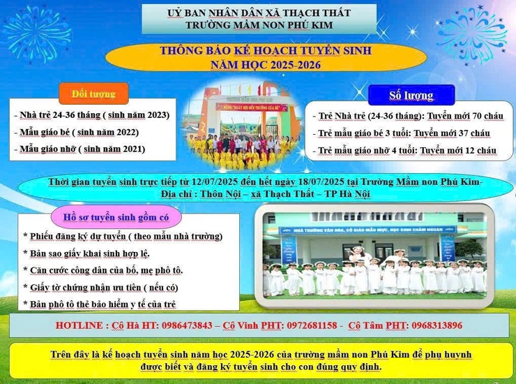 TRƯỜNG MẦM NON PHÚ KIM TUYỂN SINH NĂM HỌC 2025 - 2026- Ảnh 1.